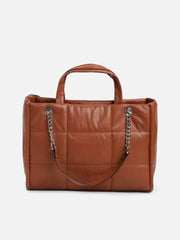 Haute Sauce-Quilted Zip Lock Hand Bag with Chain Strap