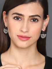 SOHI-Crescent Shaped Silver-Plated Drop Earrings