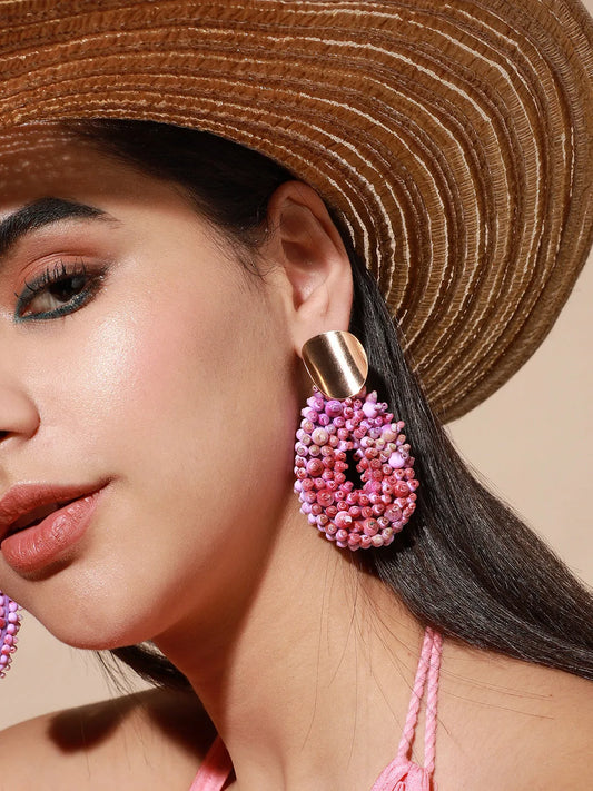 أقراط متدلية مطلية بالفضة بتصميم أنيق للحفلات