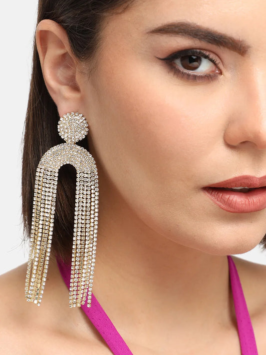 SOHI - Gold Plated Party Designer Stone Drop Earring