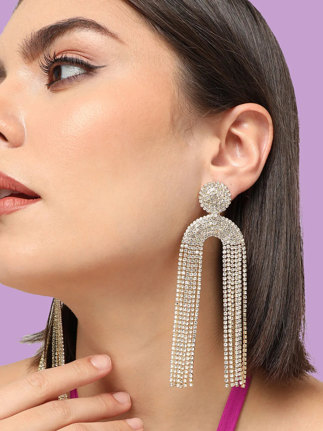 SOHI - Gold Plated Party Designer Stone Drop Earring