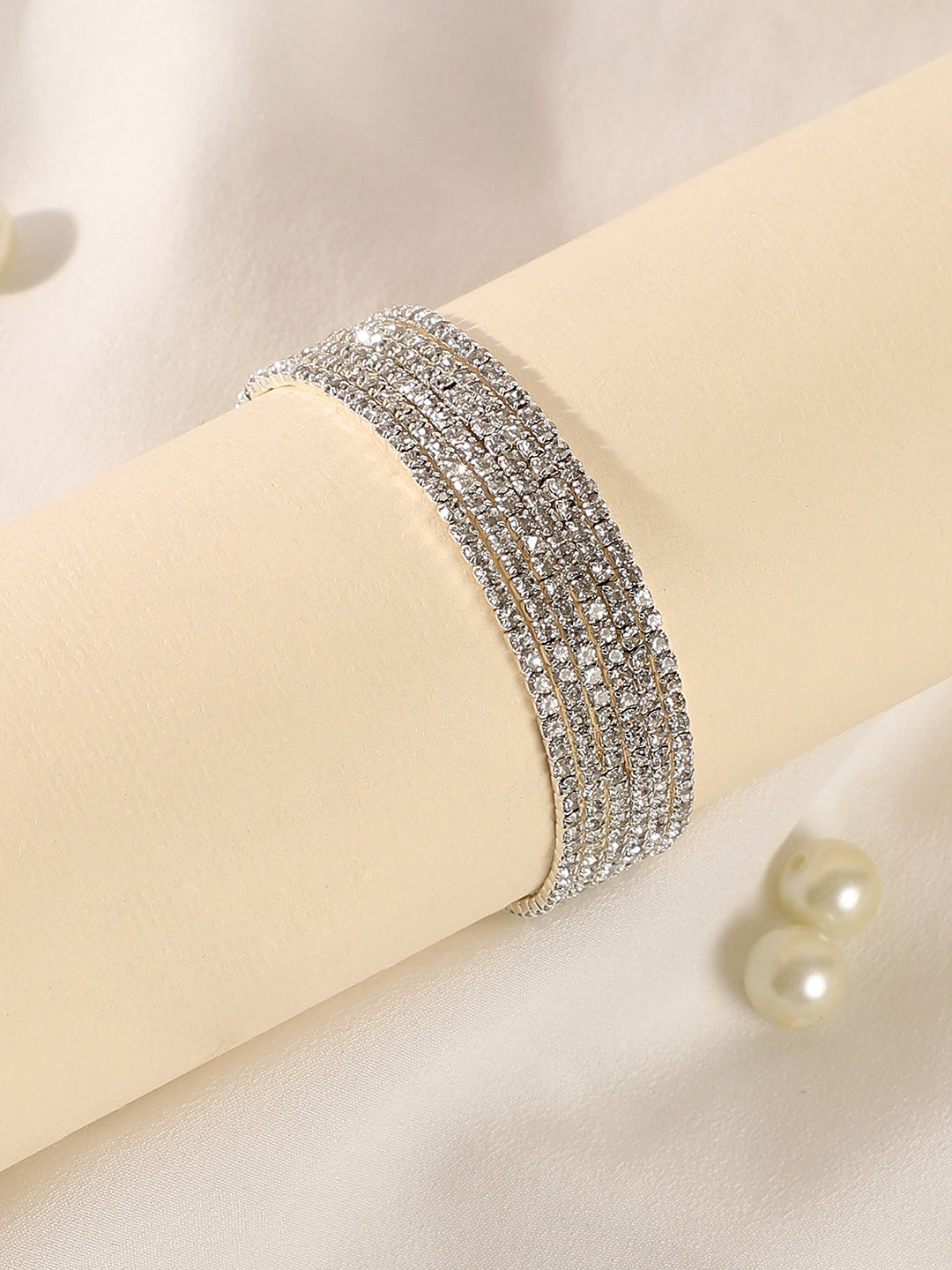 SOHI - The Bling MultiLayer Bracelet  Metallic Silver