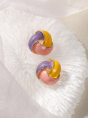 SOHI-The Overlap Stud Earrings Lemon Yellow & Blush Pink Sohier8963