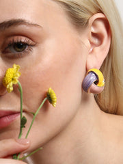 SOHI-The Overlap Stud Earrings Lemon Yellow & Blush Pink Sohier8963