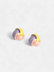SOHI-The Overlap Stud Earrings Lemon Yellow & Blush Pink Sohier8963