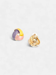 SOHI-The Overlap Stud Earrings Lemon Yellow & Blush Pink Sohier8963