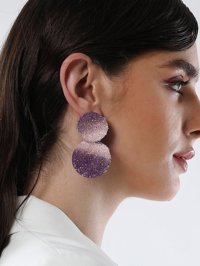 SOHI-The Glacier Circular Drop Earrings Amerthyst Purple Sohier8978