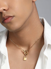 The Anchor's Lock Chain Necklace - California Gold