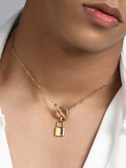 The Anchor's Lock Chain Necklace - California Gold