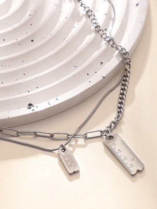 The Scale Multi-Layer Necklace - Metallic Silver