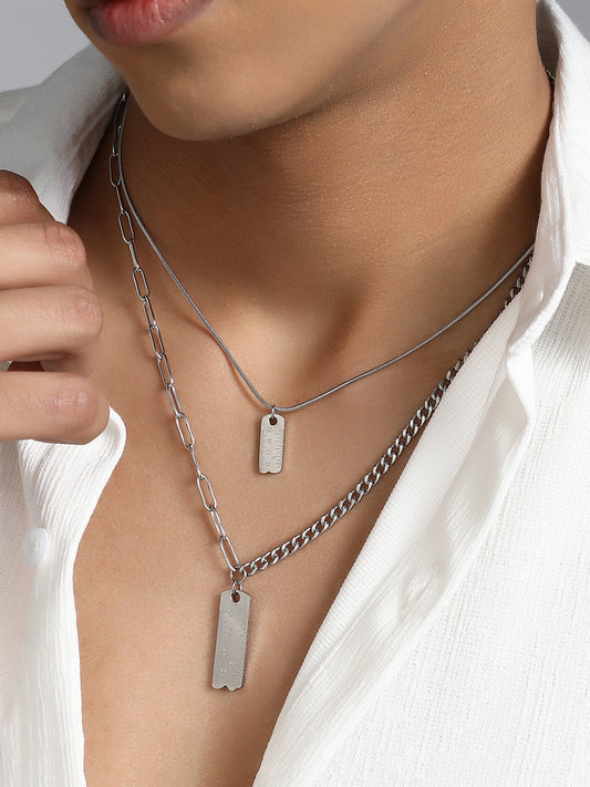 The Scale Multi-Layer Necklace - Metallic Silver