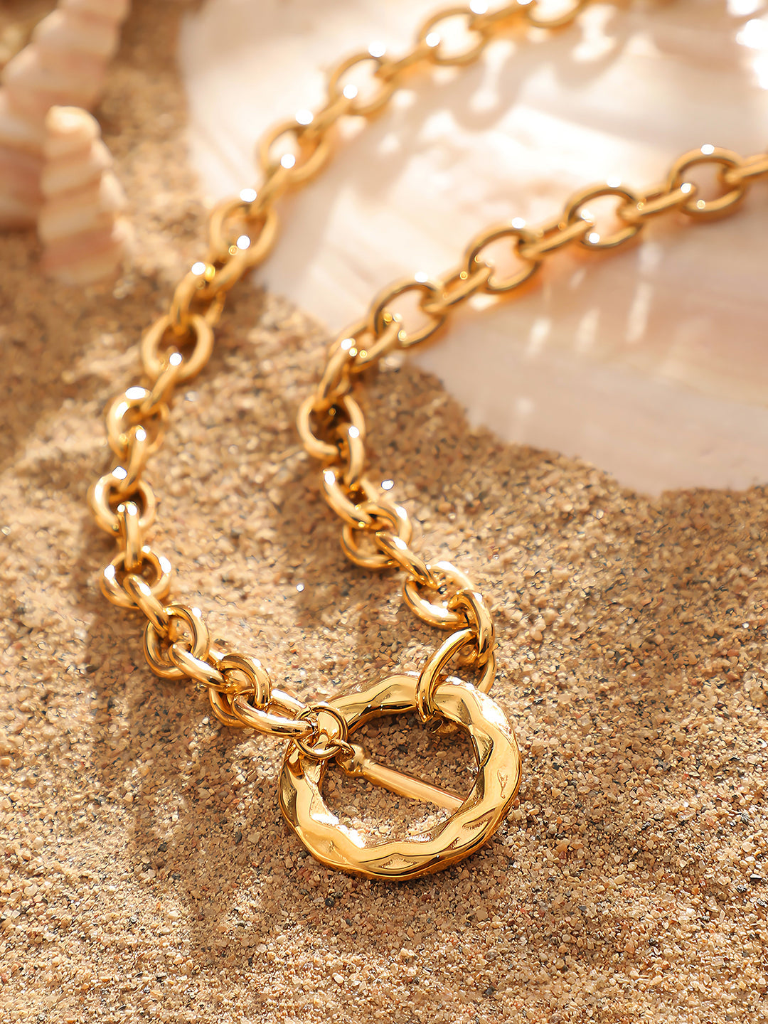 French Accent - The Sol Halo Chain Necklace - California Gold