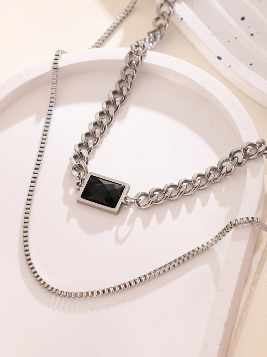 The Block Multi Layer Necklace Metallic Silver