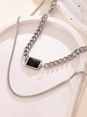 The Block Multi Layer Necklace Metallic Silver