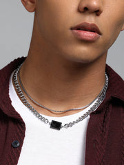 The Block Multi Layer Necklace Metallic Silver