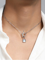 The Anchor's Lock Chain Necklace - Metallic Silver