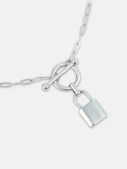 The Anchor's Lock Chain Necklace - Metallic Silver