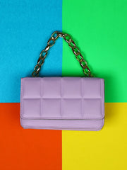 Haute Sauce-Quilted Magnet Lock Hand Bag with Chain detail