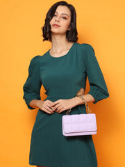 Haute Sauce-Quilted Magnet Lock Hand Bag with Chain detail