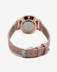 Dusky Pink Analog Round Dial With Black Hour Marker & Pink Leather Strap