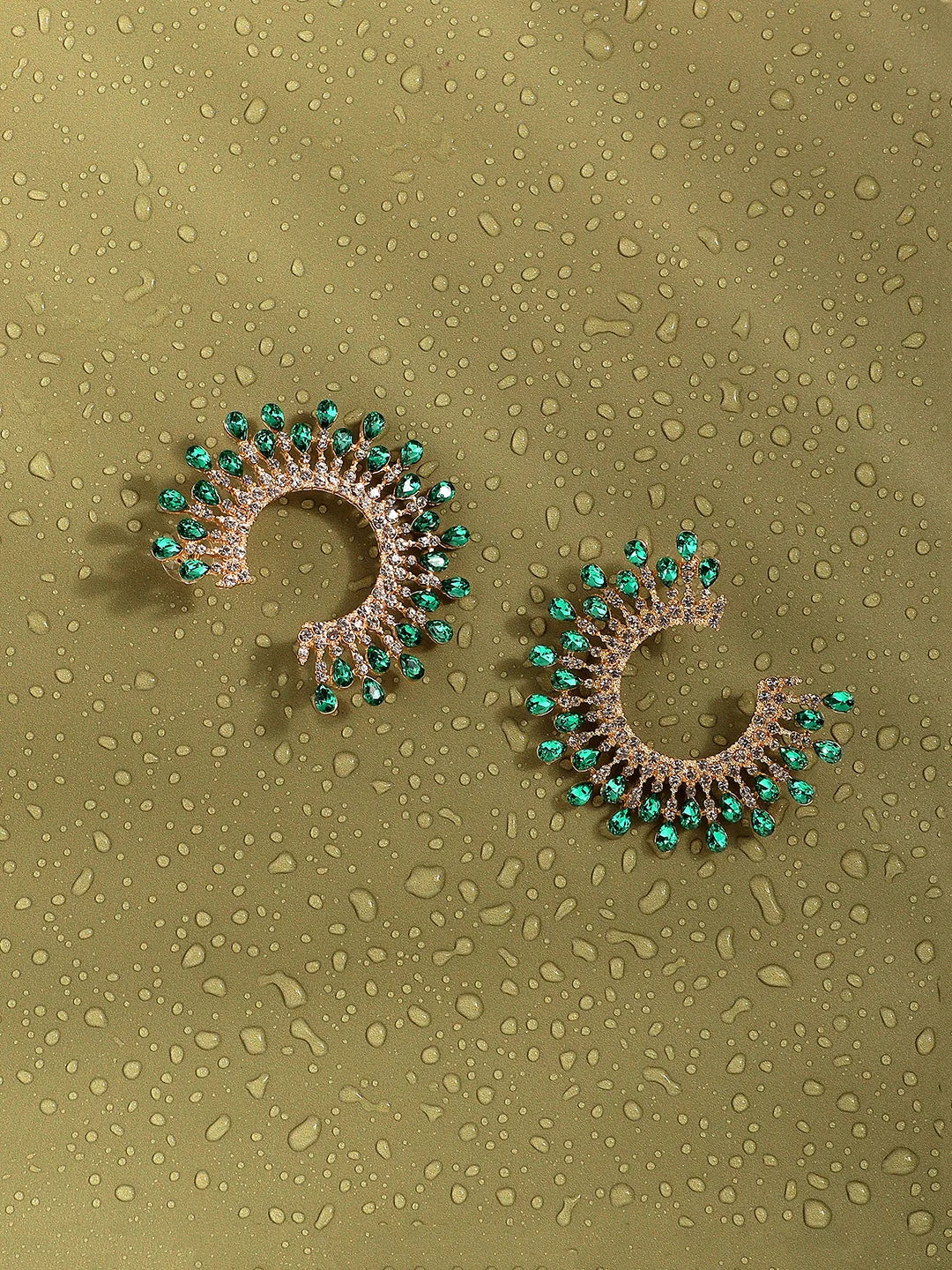 SOHI - Gold Plated Designer Stone Party Hoop Earring For Women