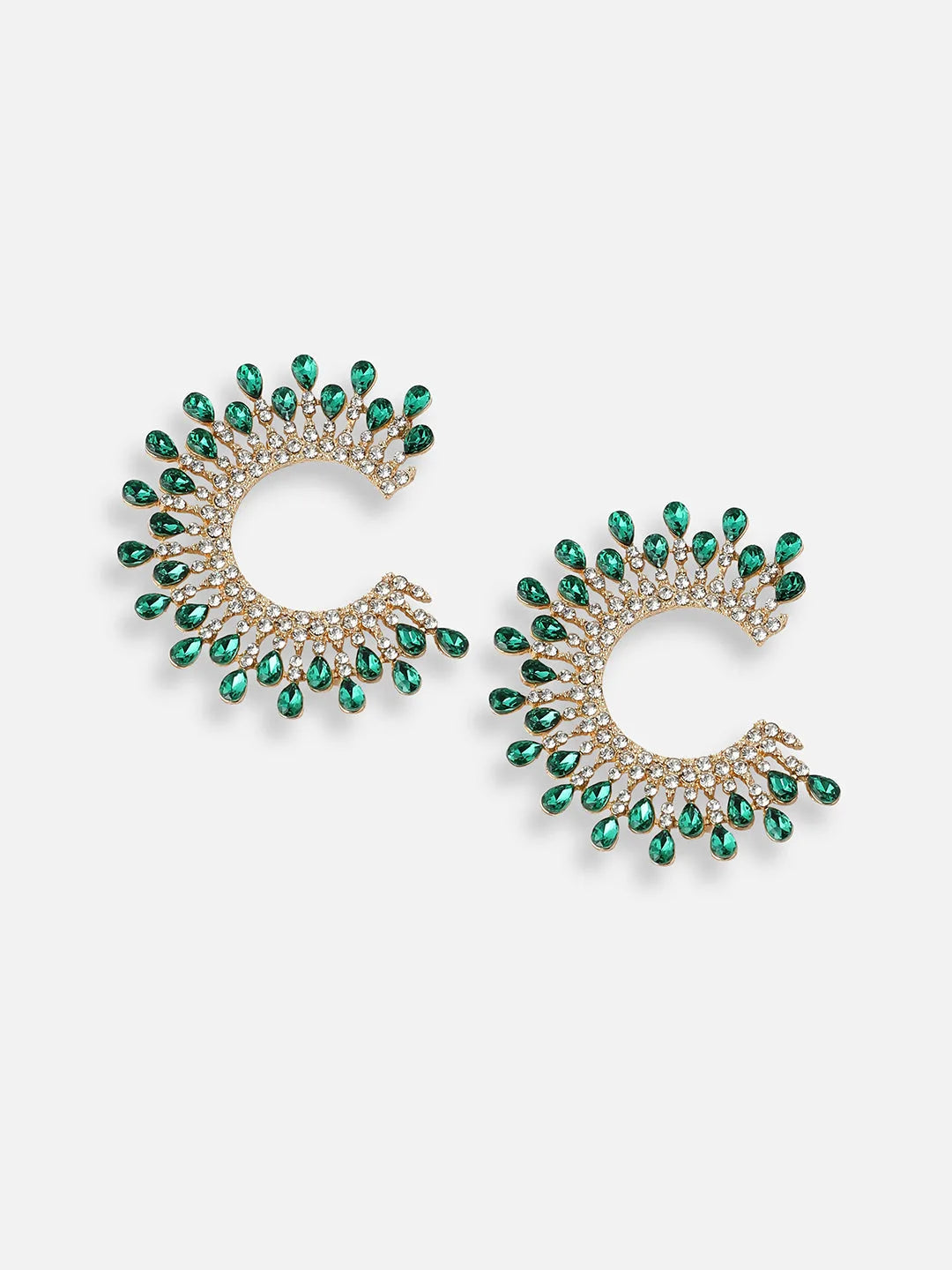 SOHI - Gold Plated Designer Stone Party Hoop Earring For Women
