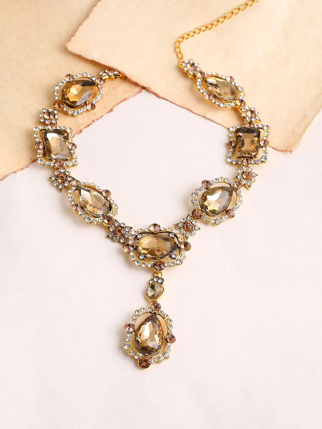 SOHI - Gold Plated Party Designer Stone Statement Necklace For Women