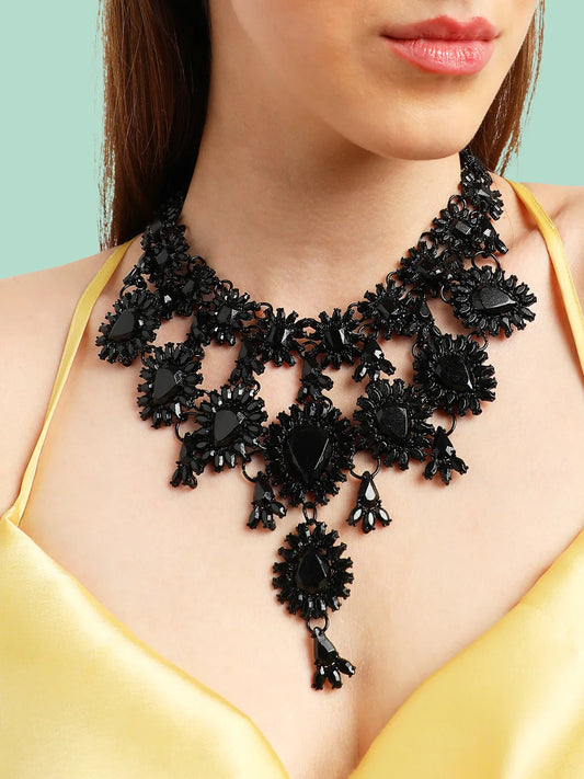 SOHI - Gold Plated Party Designer Stone Statement Necklace