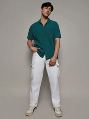 Self-Design Creased Striped Shirt