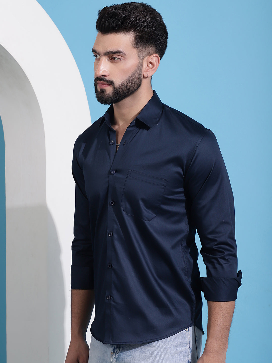 Mens Cotton Solid Casual Shirt