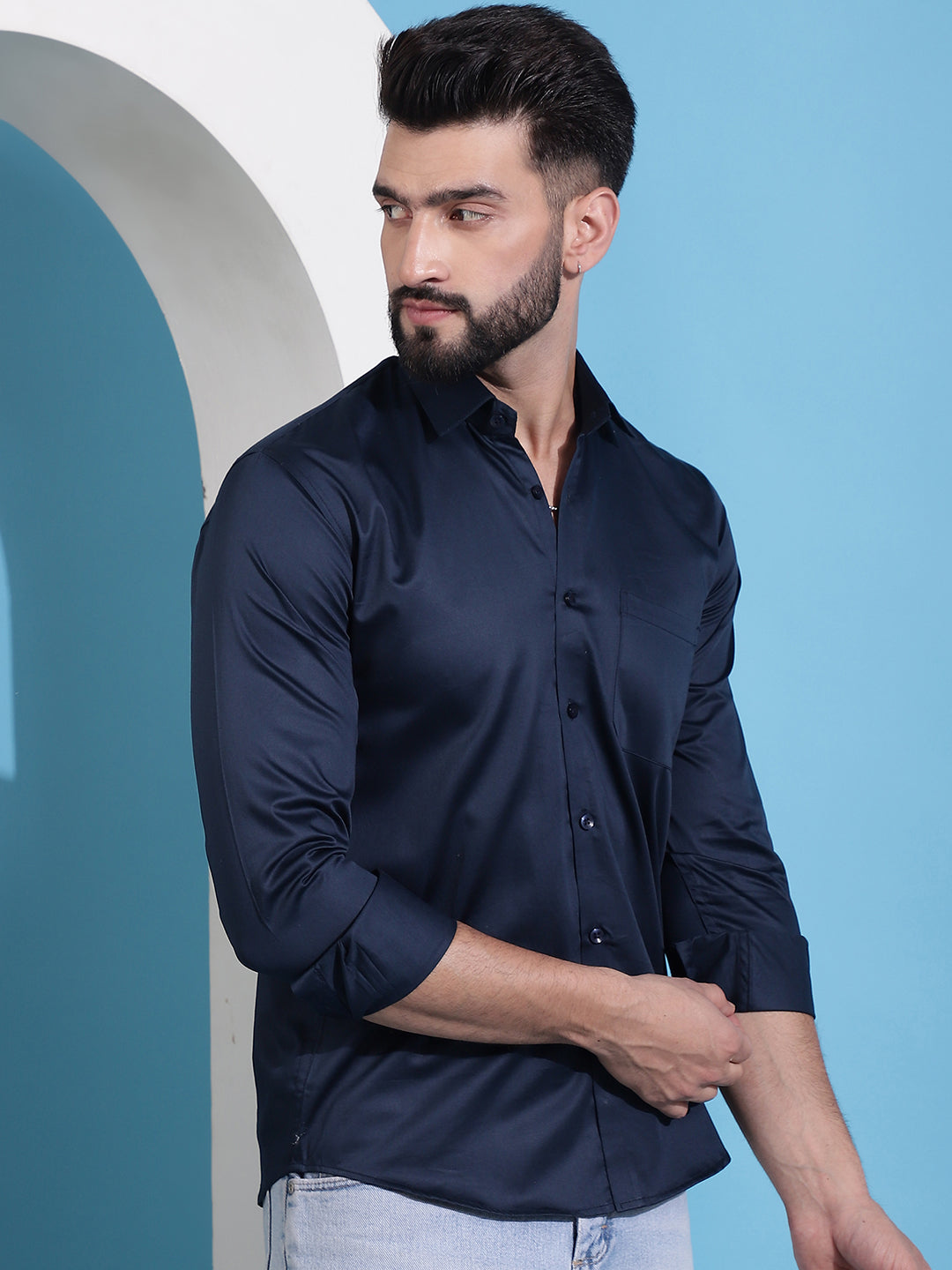 Mens Cotton Solid Casual Shirt