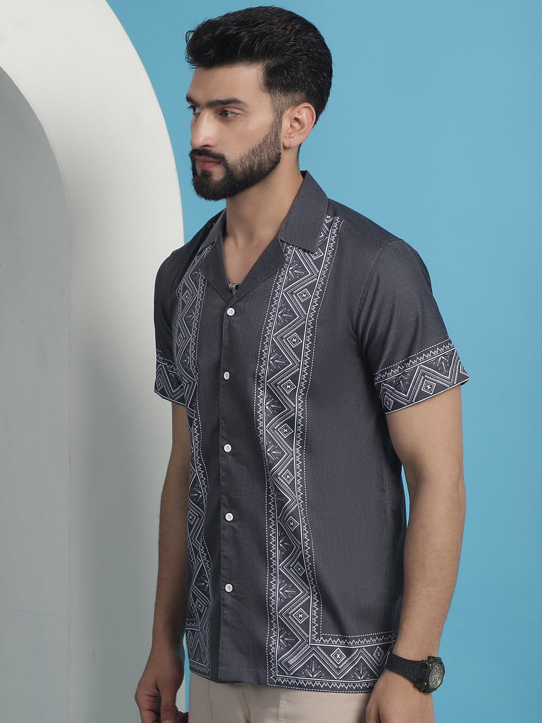 Printed Half Sleeve Lycra Shirt For Men