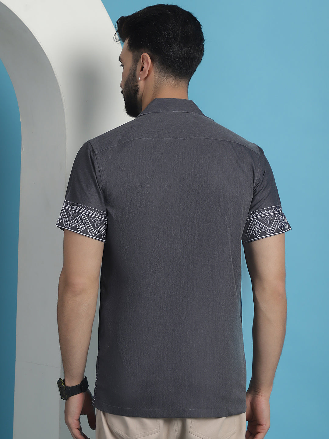 Printed Half Sleeve Lycra Shirt For Men