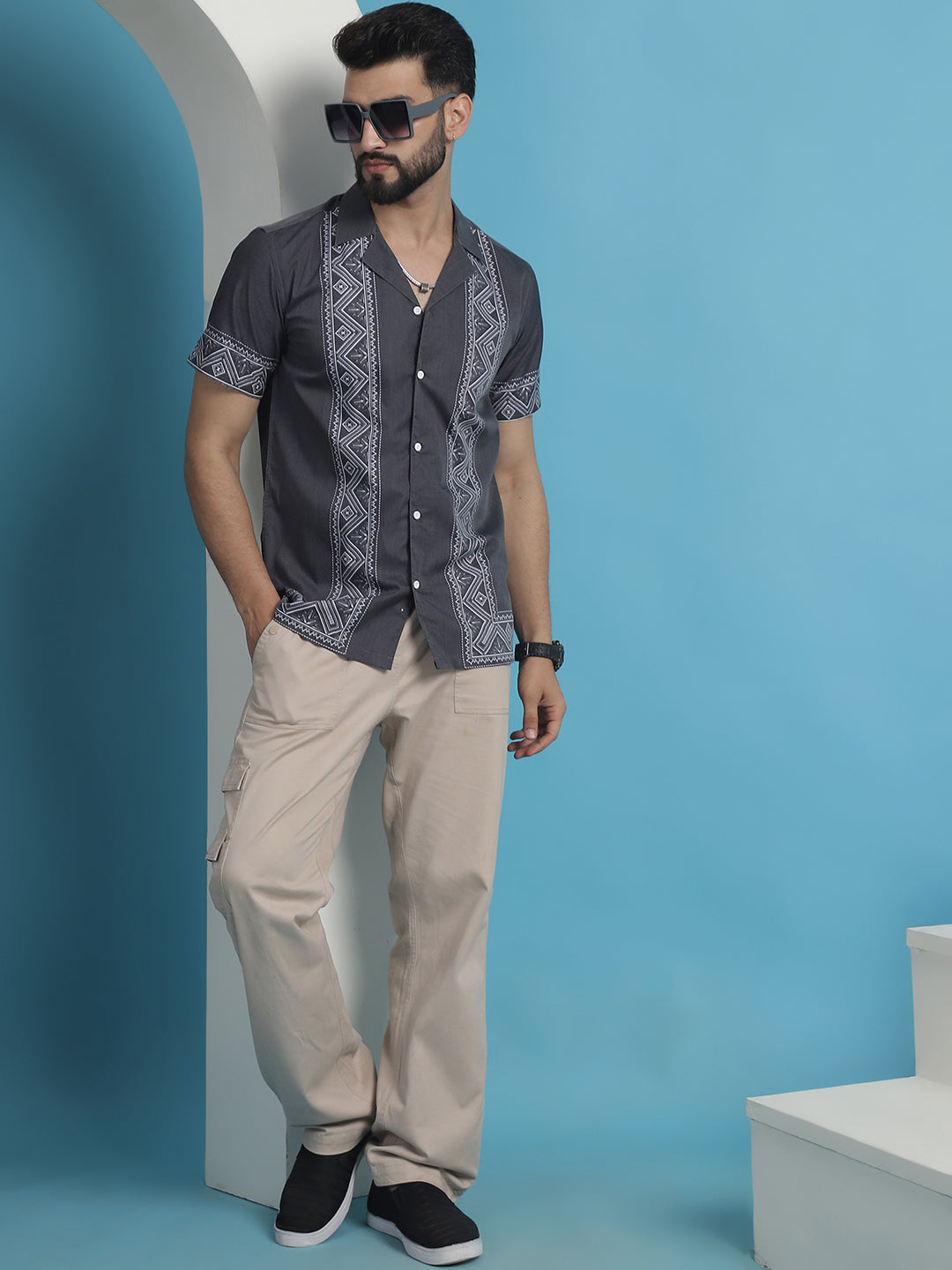 Printed Half Sleeve Lycra Shirt For Men