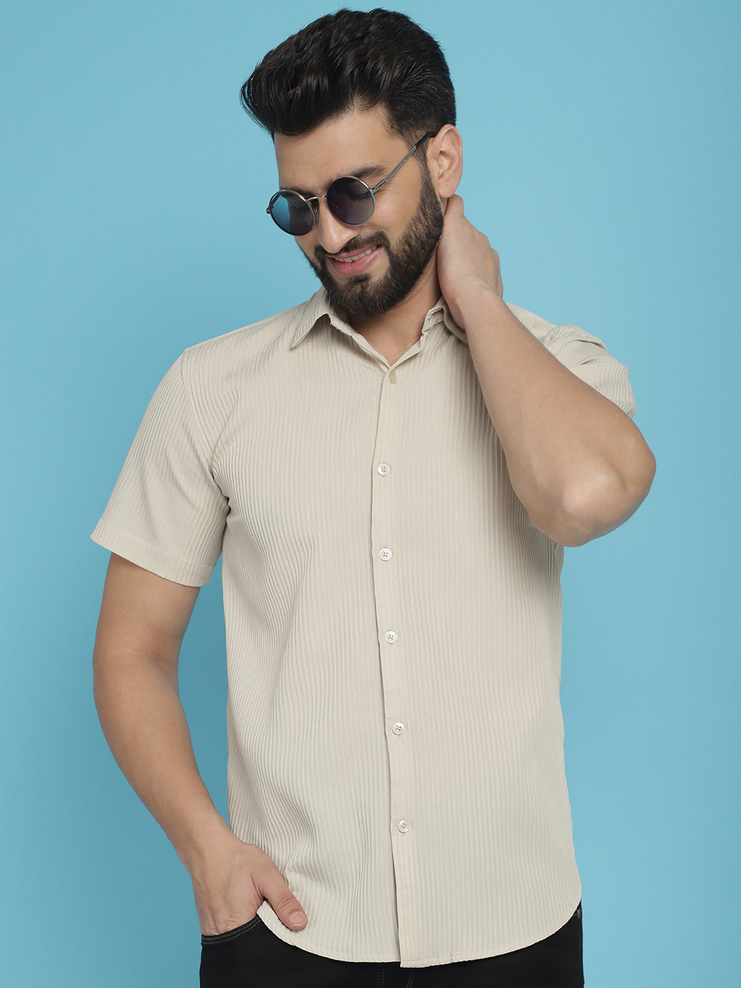 Striped Half Sleeve Casual Shirt For Mens