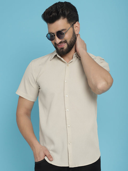 Striped Half Sleeve Casual Shirt For Mens