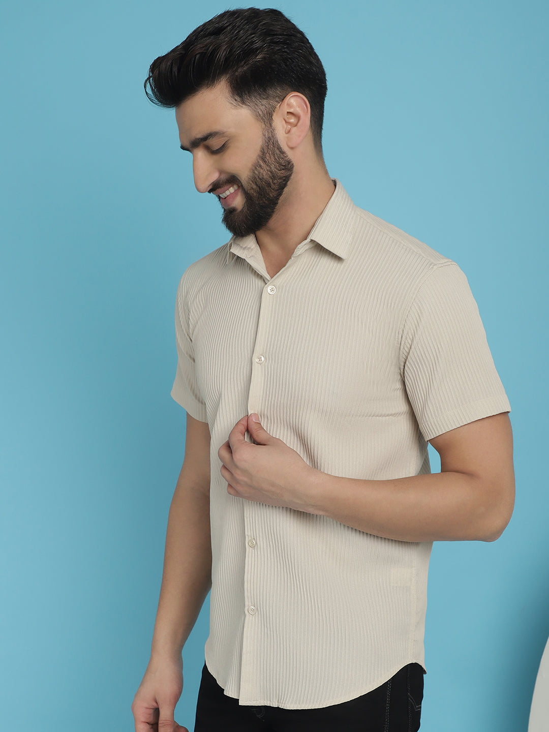 Striped Half Sleeve Casual Shirt For Mens
