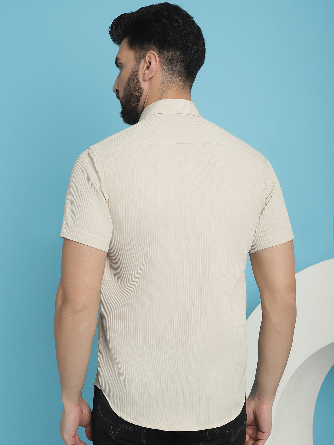 Striped Half Sleeve Casual Shirt For Mens