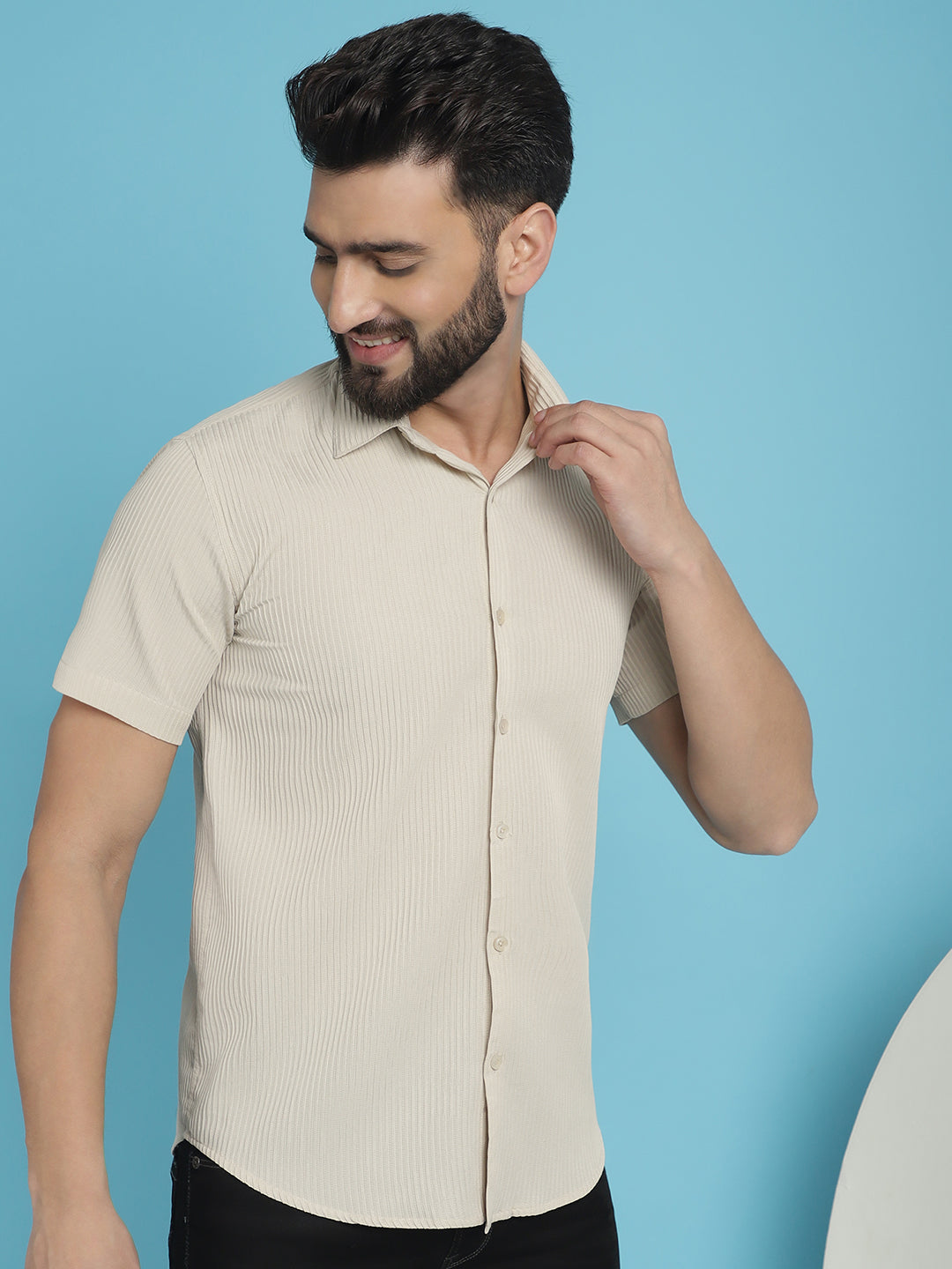Striped Half Sleeve Casual Shirt For Mens