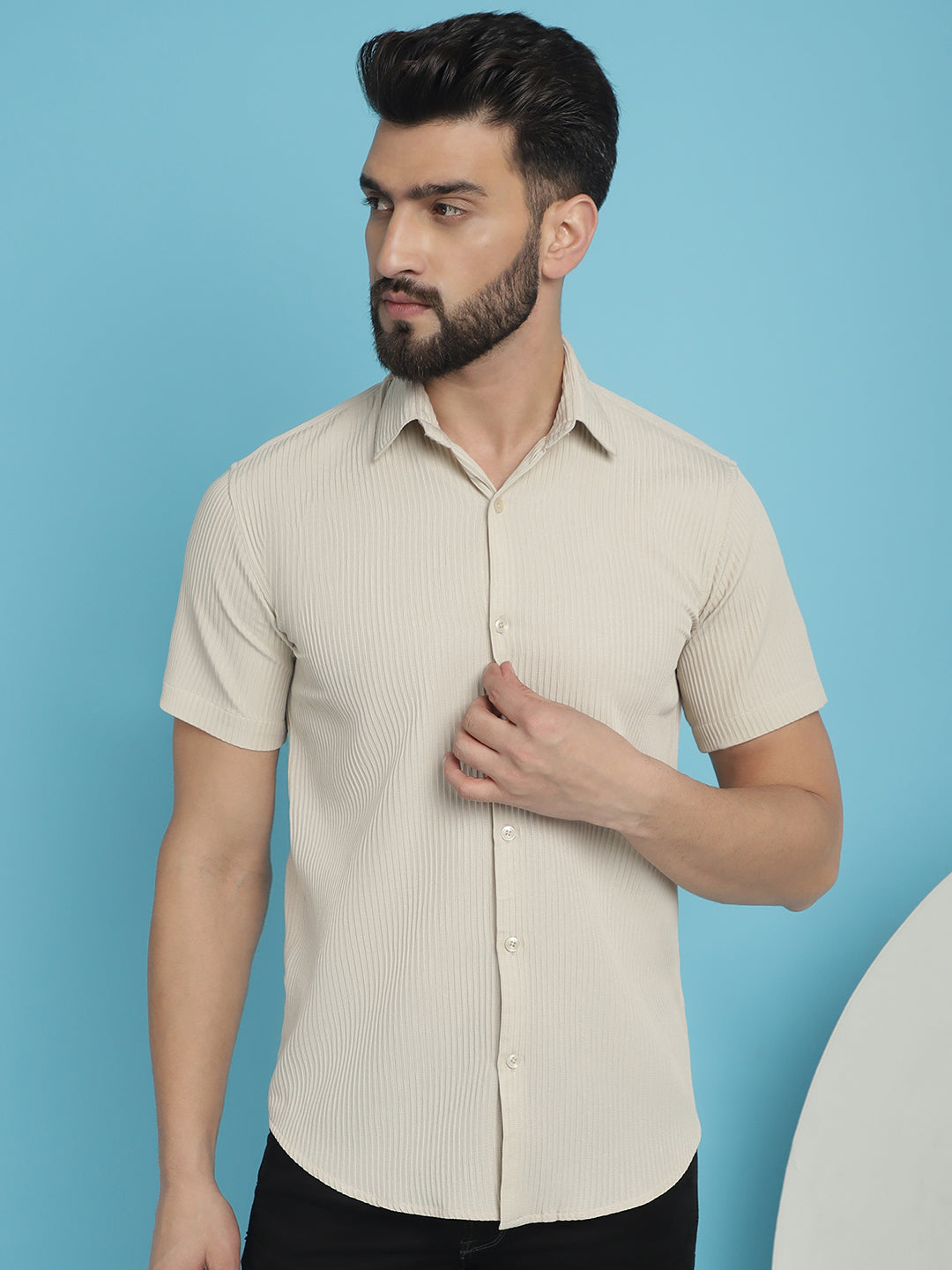 Striped Half Sleeve Casual Shirt For Mens