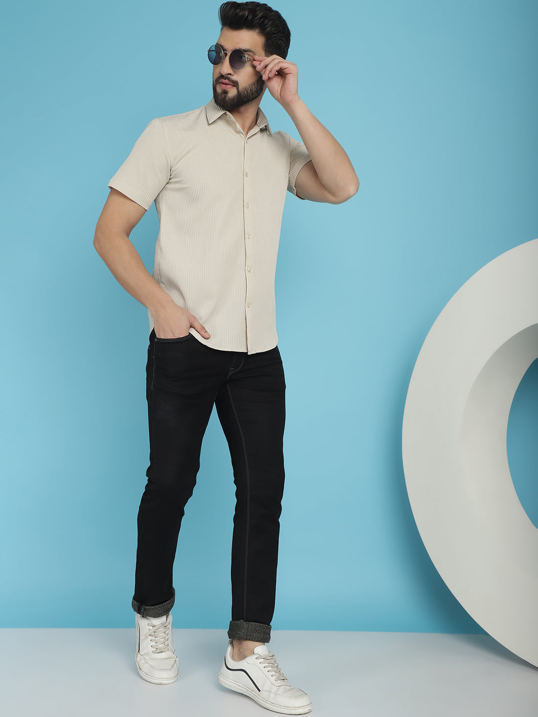 Striped Half Sleeve Casual Shirt For Mens