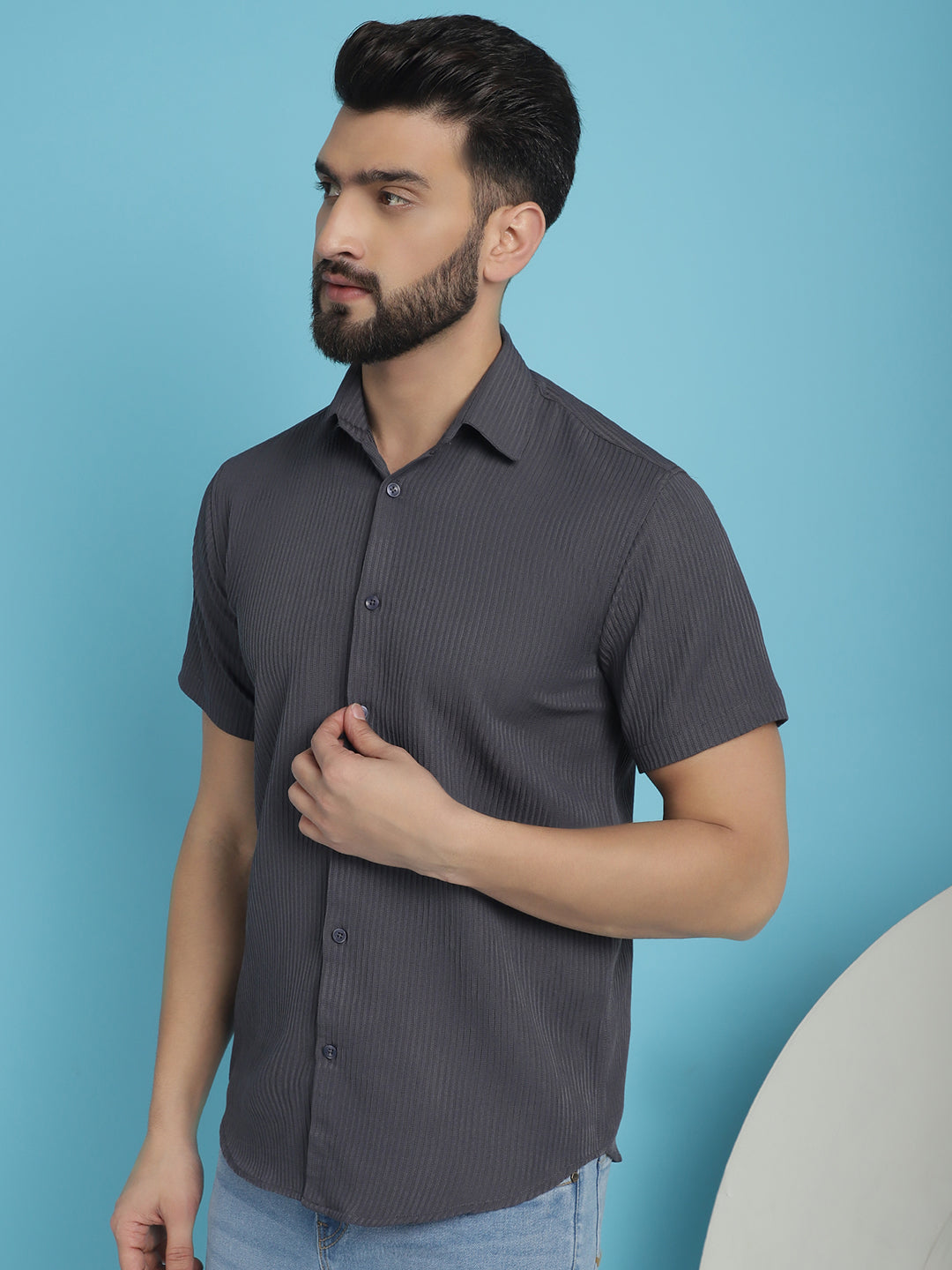 Striped Half Sleeve Casual Shirt For Mens