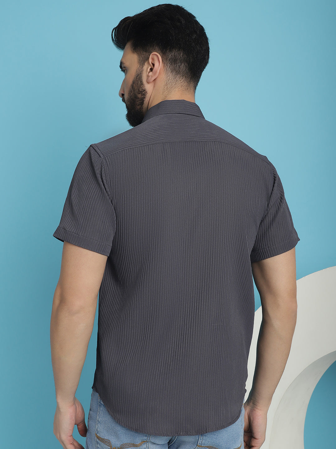 Striped Half Sleeve Casual Shirt For Mens