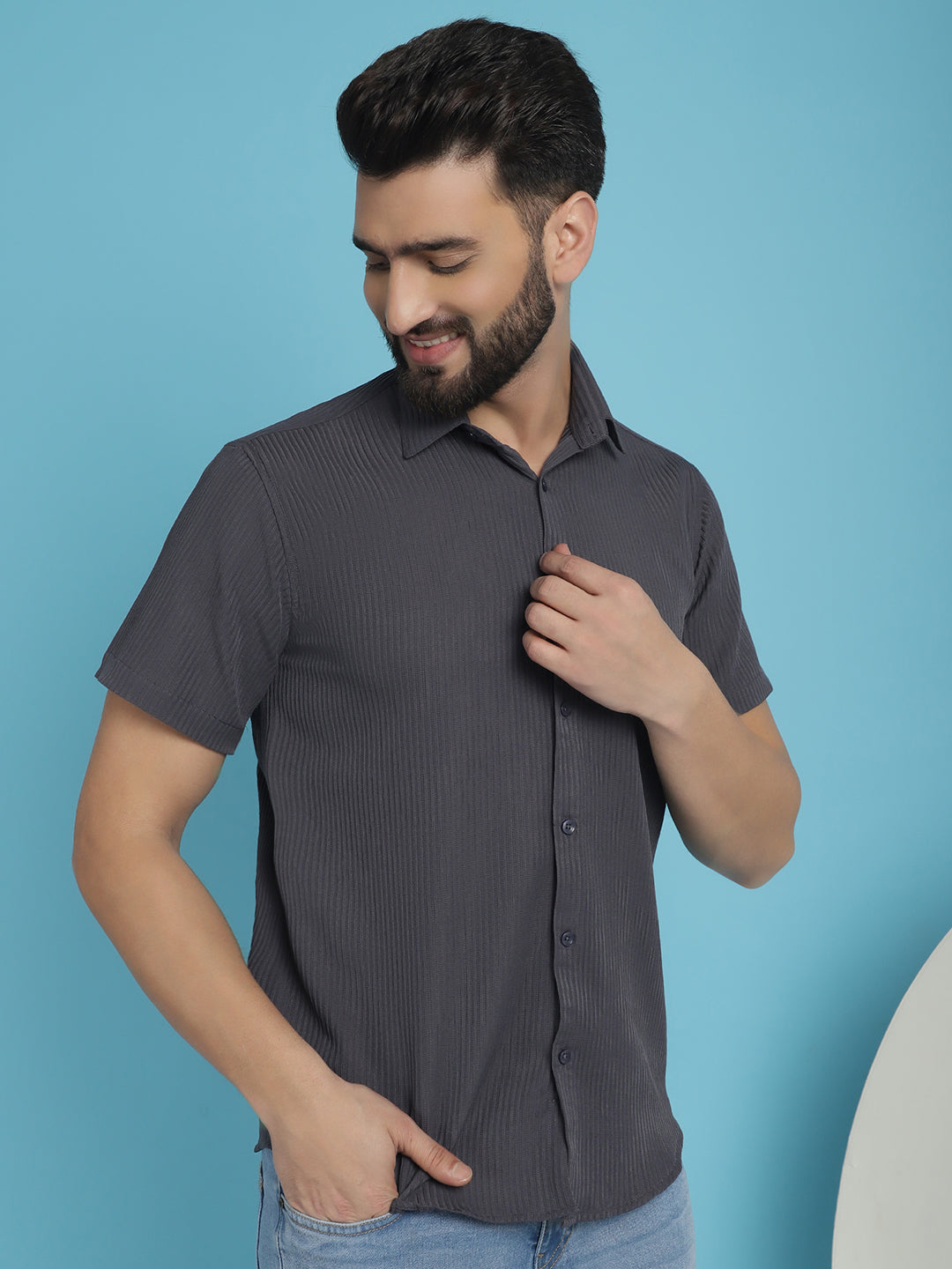 Striped Half Sleeve Casual Shirt For Mens