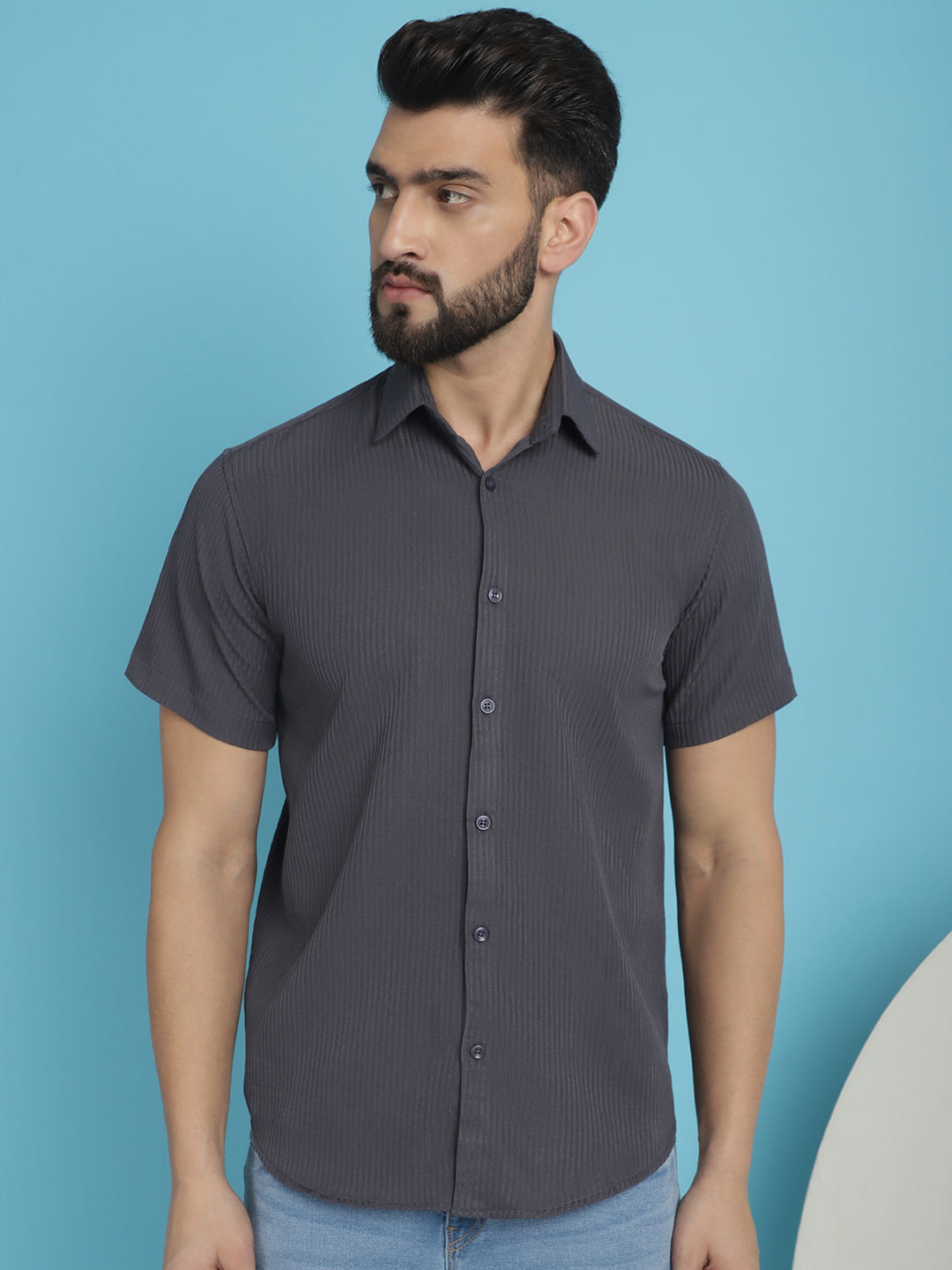 Striped Half Sleeve Casual Shirt For Mens