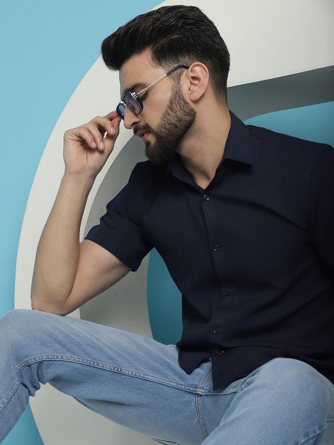 Striped Half Sleeve Casual Shirt For Mens