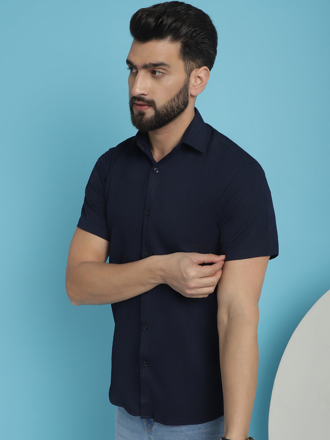 Striped Half Sleeve Casual Shirt For Mens