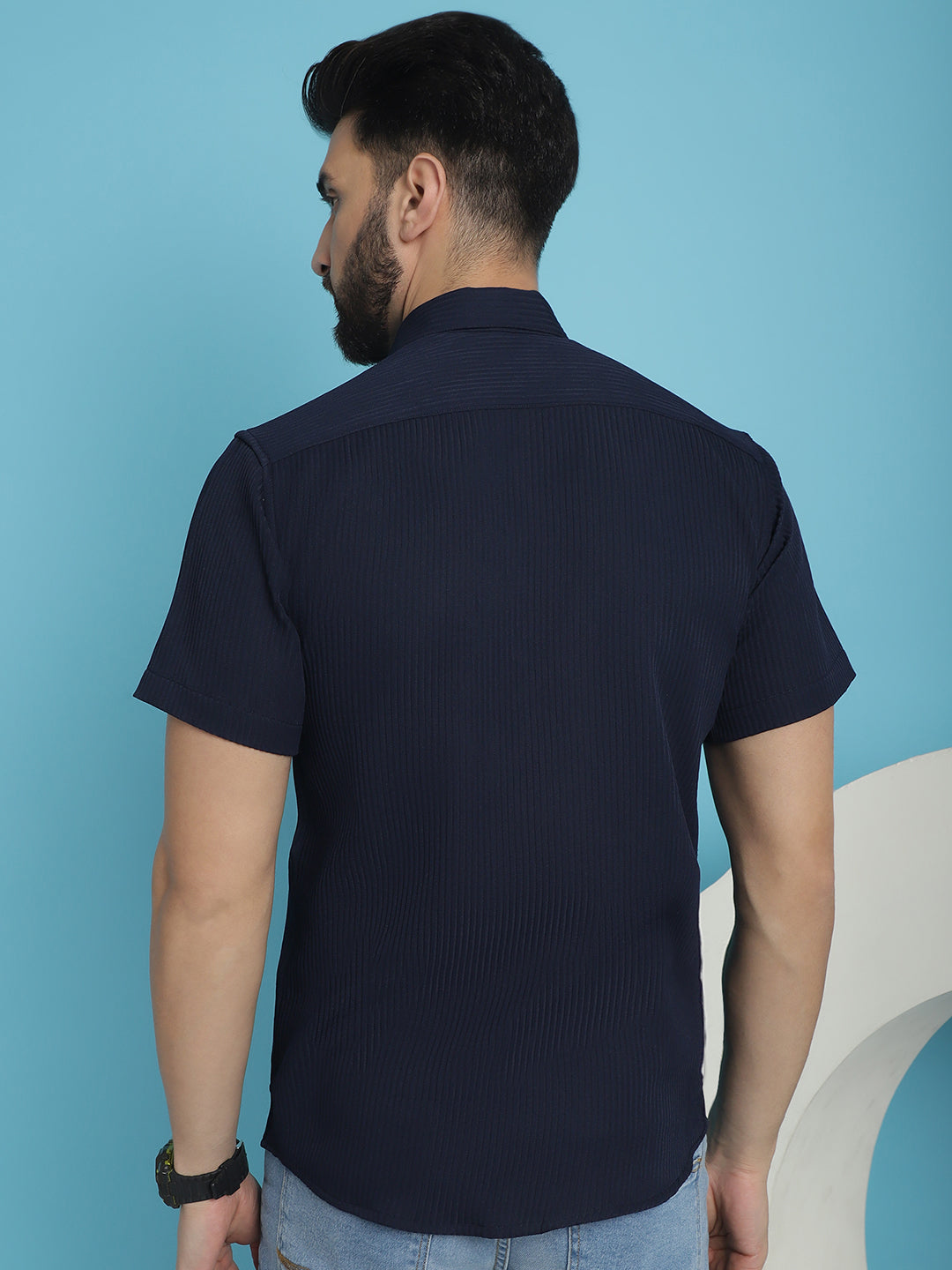 Striped Half Sleeve Casual Shirt For Mens