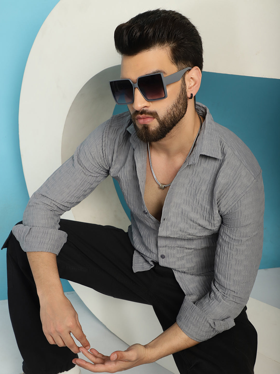 Woven Design Casual Shirt For Mens