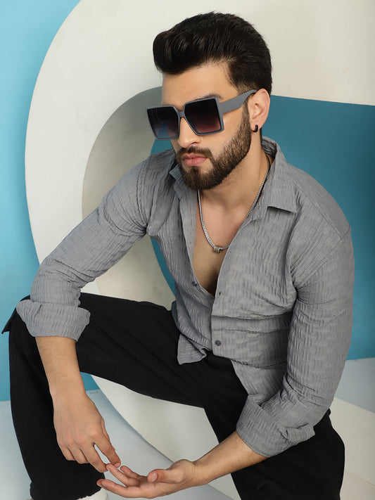 Woven Design Casual Shirt For Mens